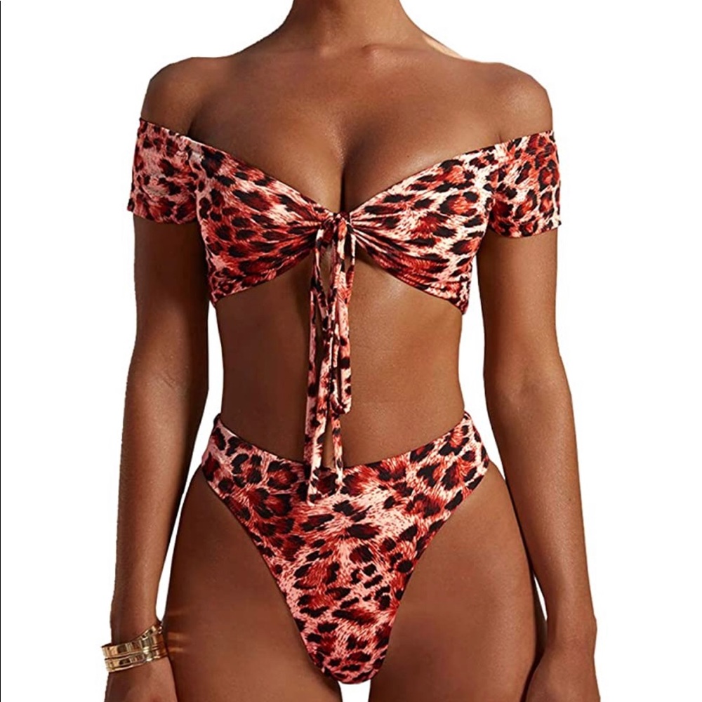 2 Piece Cheetah Print Swim Suit